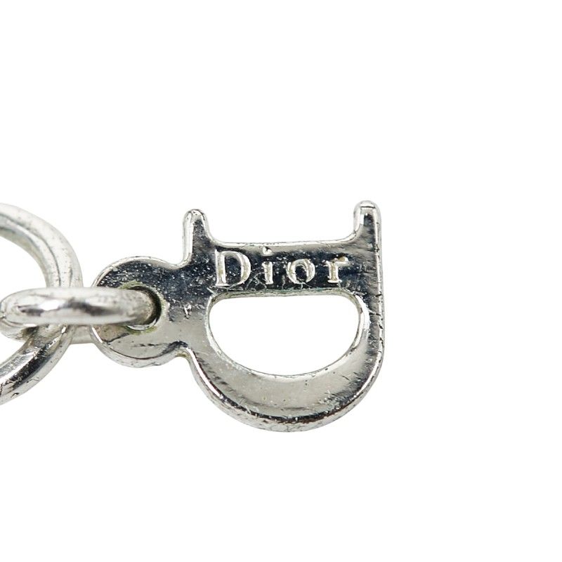 Christian Dior Logo Rhinestone Silver Pink Metal Women's Christian Dior