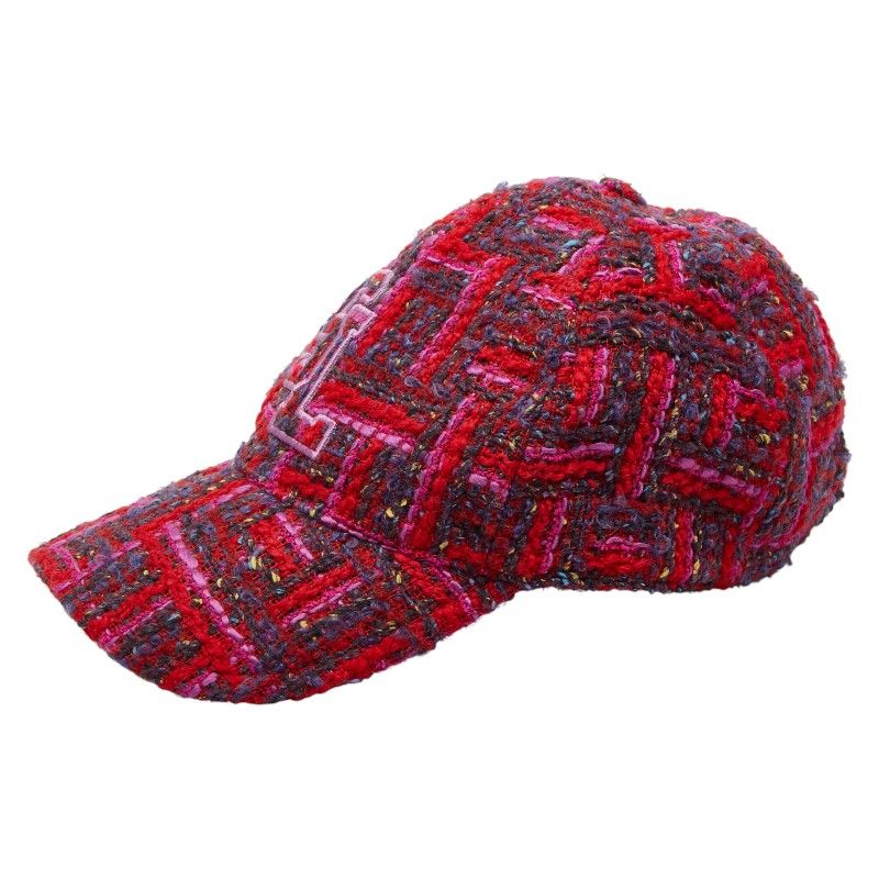 Saint Laurent Cap Baseball Cap Tweed Size: 58 677545 Red Multicolor Wool Rayon