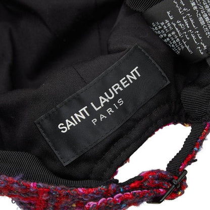 Saint Laurent Cap Baseball Cap Tweed Size: 58 677545 Red Multicolor Wool Rayon