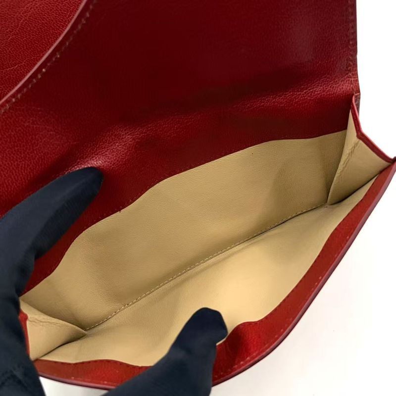 Bottega Veneta W Flap Leather Red Long Wallet Gold 32500225113rs