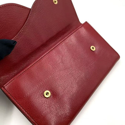 Bottega Veneta W Flap Leather Red Long Wallet Gold 32500225113rs