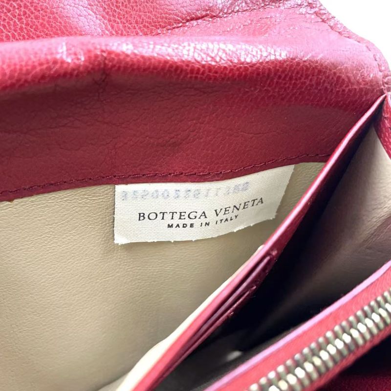 Bottega Veneta W Flap Leather Red Long Wallet Gold 32500225113rs