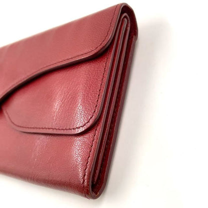 Bottega Veneta W Flap Leather Red Long Wallet Gold 32500225113rs