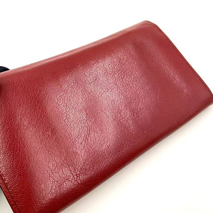 Bottega Veneta W Flap Leather Red Long Wallet Gold 32500225113rs