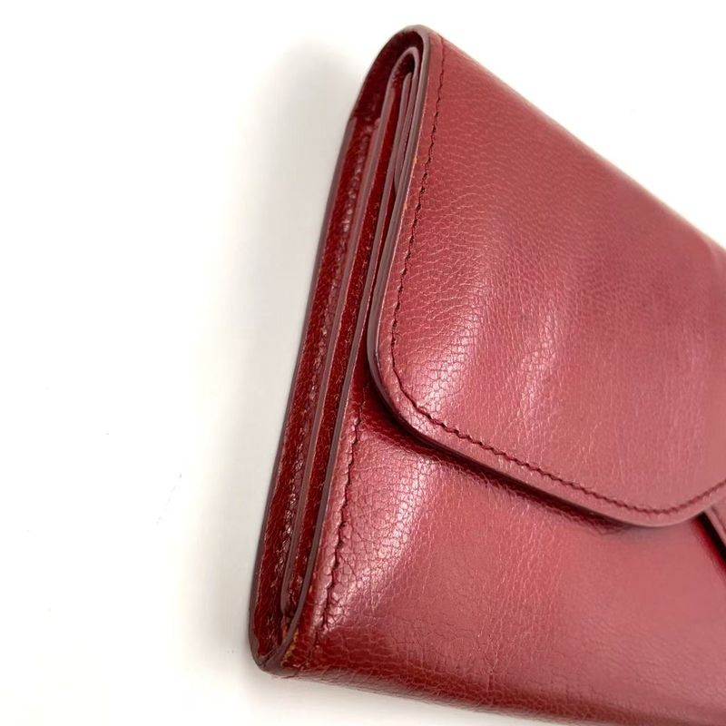 Bottega Veneta W Flap Leather Red Long Wallet Gold 32500225113rs