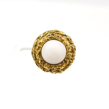 Chanel Fake Pearl Metal X Fake Pearl Gold X White Earring