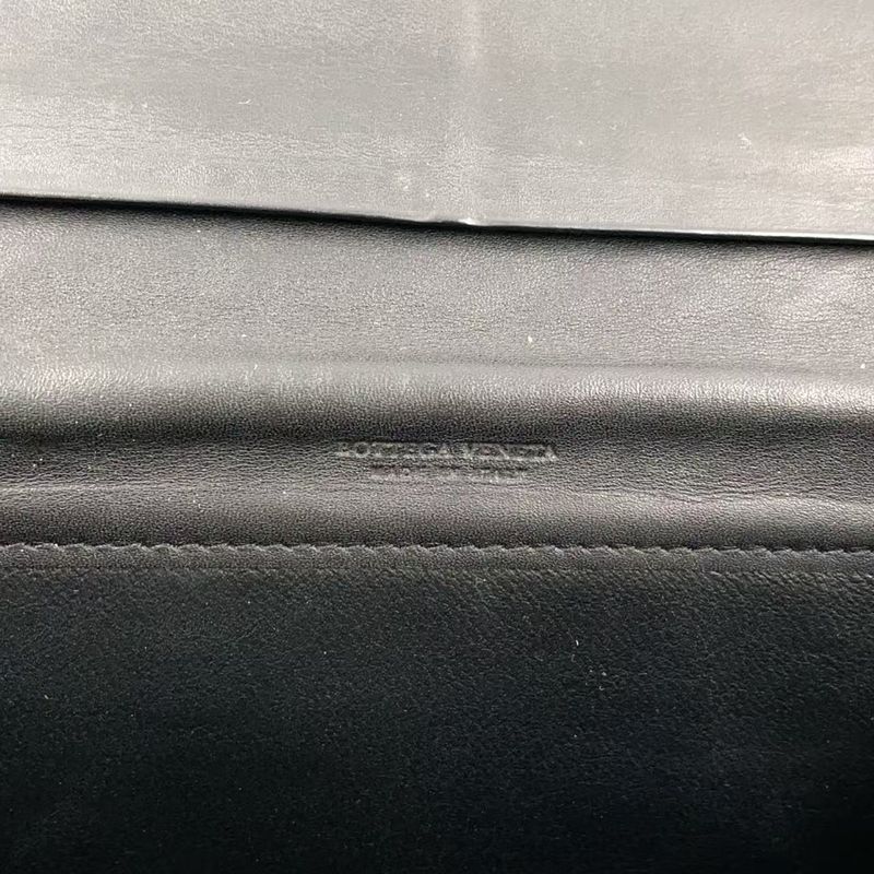 Bottega Veneta Intrecciato Leather Black Bifold Long Wallet Gold