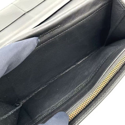 Bottega Veneta Intrecciato Leather Black Bifold Long Wallet Gold