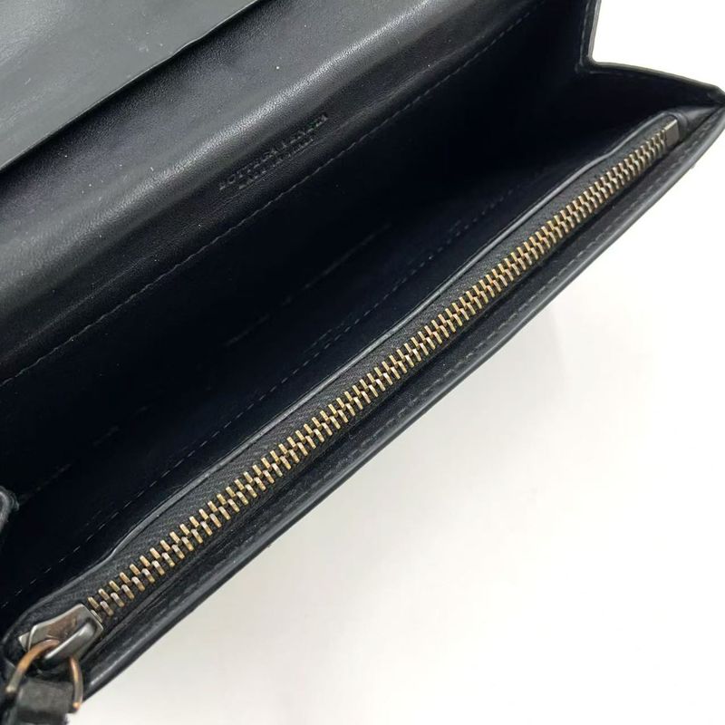 Bottega Veneta Intrecciato Leather Black Bifold Long Wallet Gold