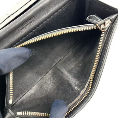 Bottega Veneta Intrecciato Leather Black Bifold Long Wallet Gold
