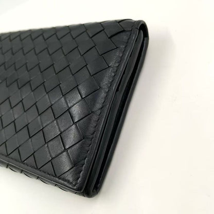 Bottega Veneta Intrecciato Leather Black Bifold Long Wallet Gold