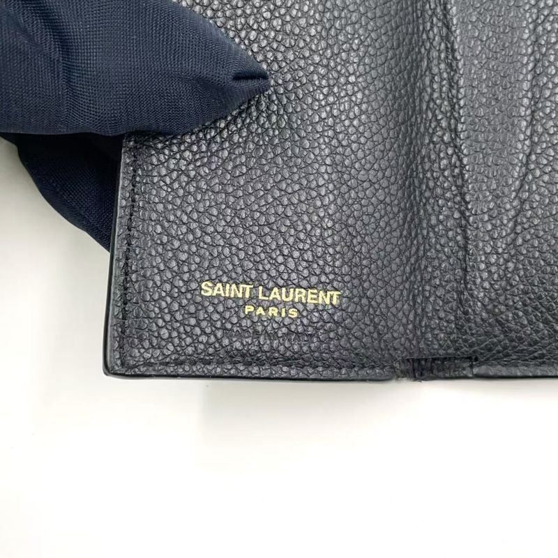 Saint Laurent Paris Origami Leather Black Tiny Wallet Gold 669959