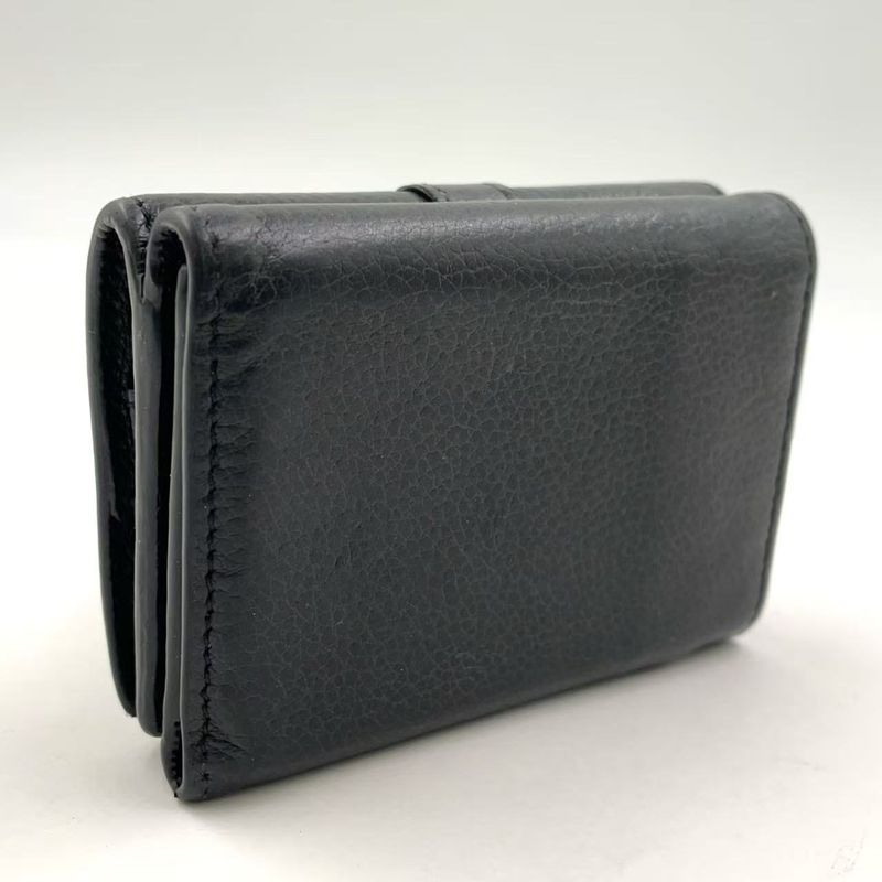 Saint Laurent Paris Origami Leather Black Tiny Wallet Gold 669959