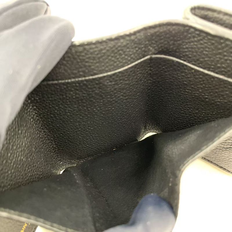 Saint Laurent Paris Origami Leather Black Tiny Wallet Gold 669959