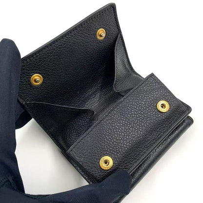 Saint Laurent Paris Origami Leather Black Tiny Wallet Gold 669959