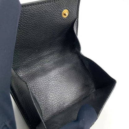 Saint Laurent Paris Origami Leather Black Tiny Wallet Gold 669959