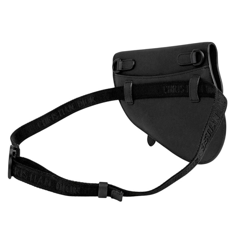 Christian Dior Saddle Bag Logo Waist Bag Body Bag Leather Black Ladies