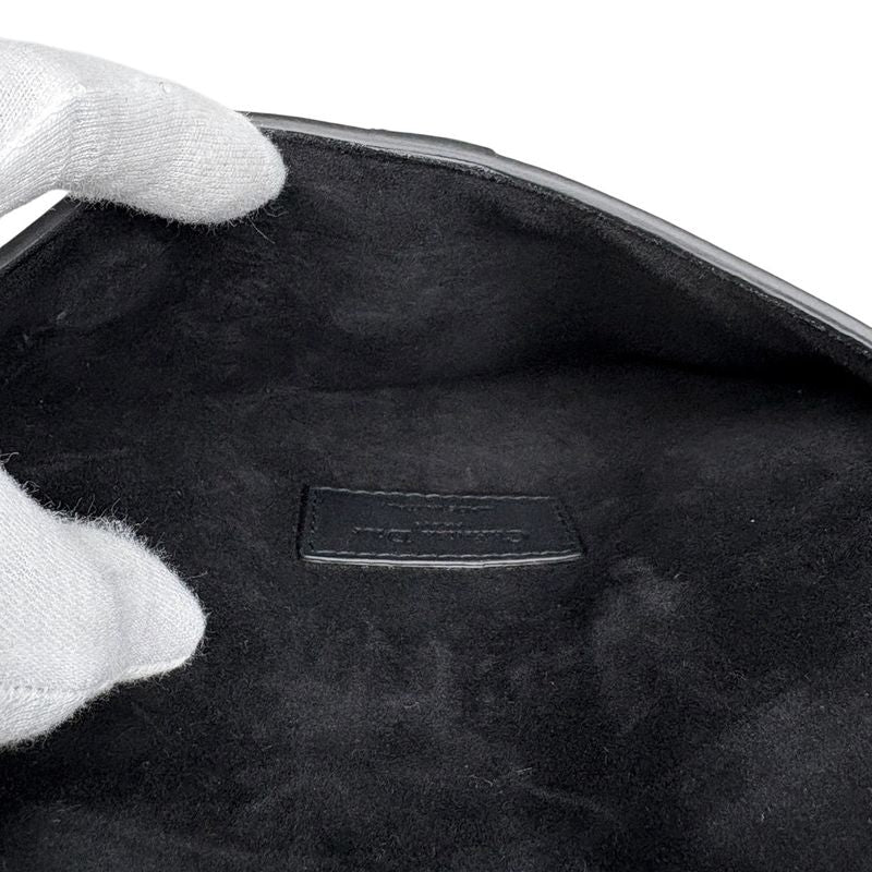 Christian Dior Saddle Bag Logo Waist Bag Body Bag Leather Black Ladies