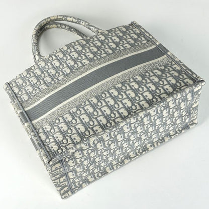 Christian Dior Book Tote Bag Medium Oblique Handbag Tote Bag Canvas Gray White
