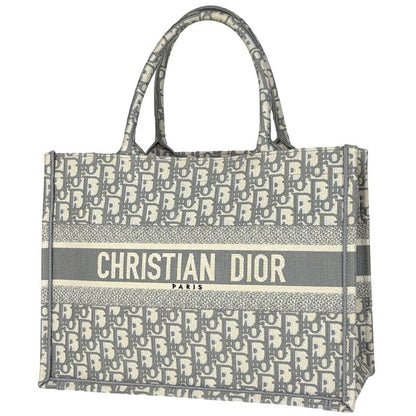 Christian Dior Book Tote Bag Medium Oblique Handbag Tote Bag Canvas Gray White