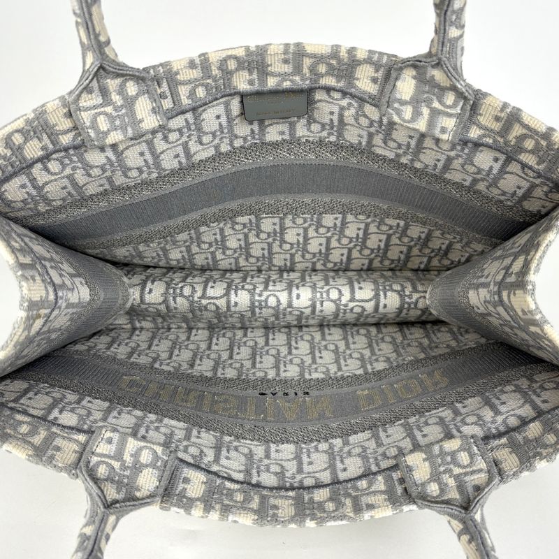 Christian Dior Book Tote Bag Medium Oblique Handbag Tote Bag Canvas Gray White