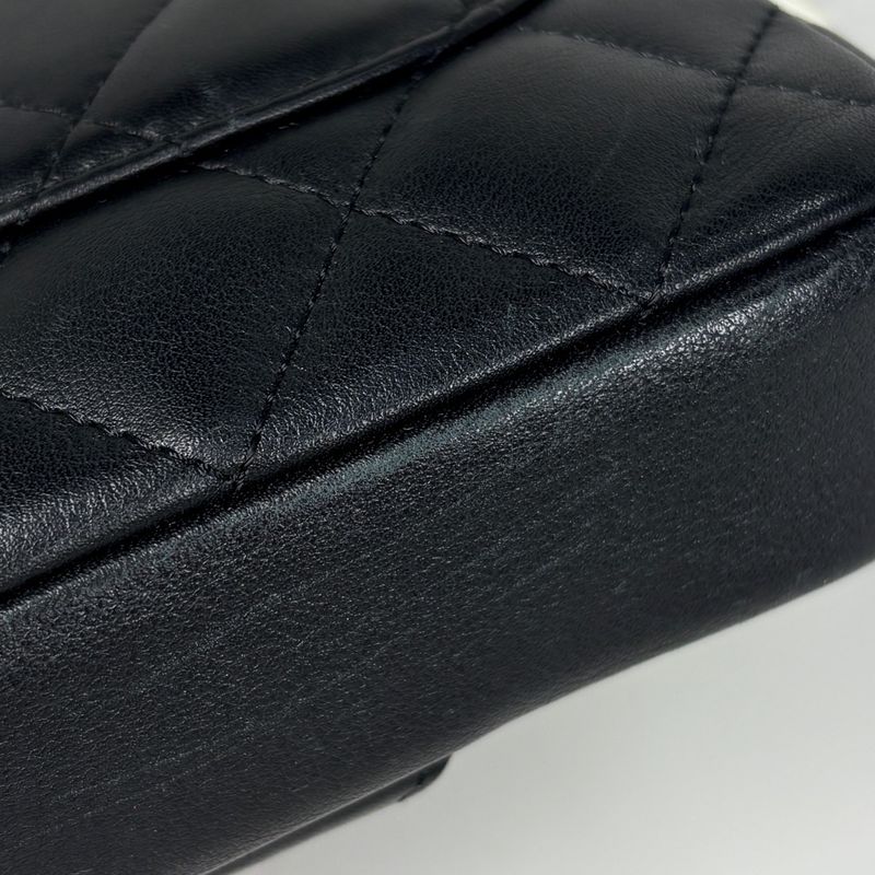 Chanel Cambon Line Shoulder Bag Coco Mark Crossbody Shoulder Bag Leather Black