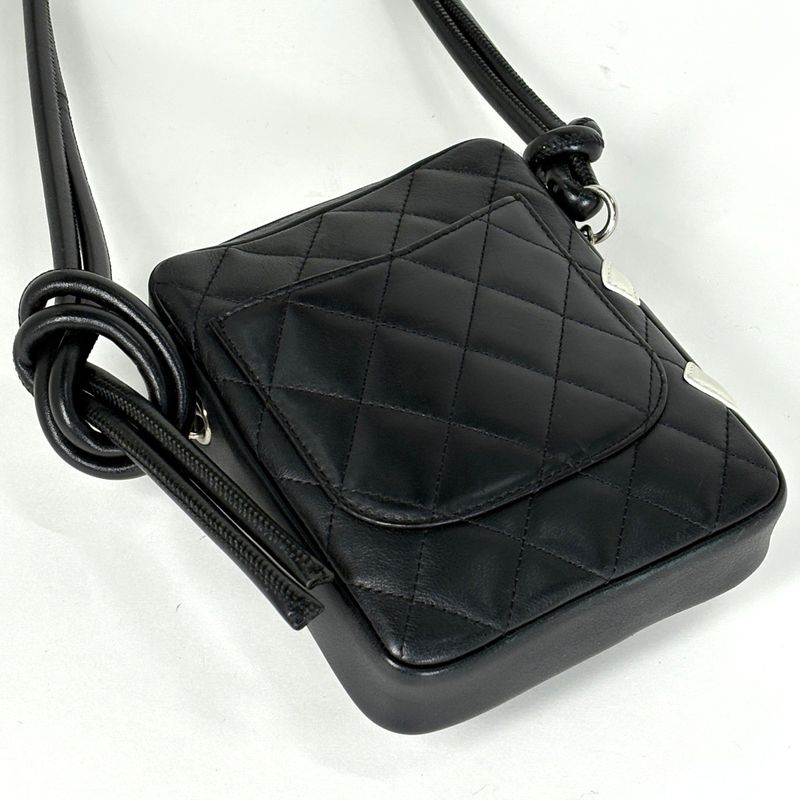 Chanel Cambon Line Shoulder Bag Coco Mark Crossbody Shoulder Bag Leather Black