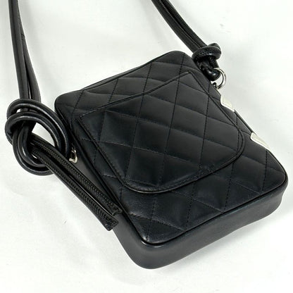 Chanel Cambon Line Shoulder Bag Coco Mark Crossbody Shoulder Bag Leather Black