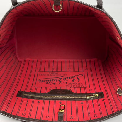 Louis Vuitton Neverfull MM Shoulder Bag Shopping Tote Bag Damier Brown N51105