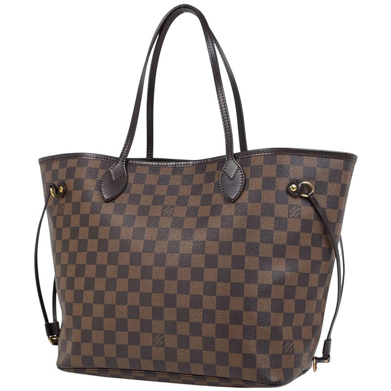 Louis Vuitton Neverfull MM Shoulder Bag Shopping Tote Bag Damier Brown N51105
