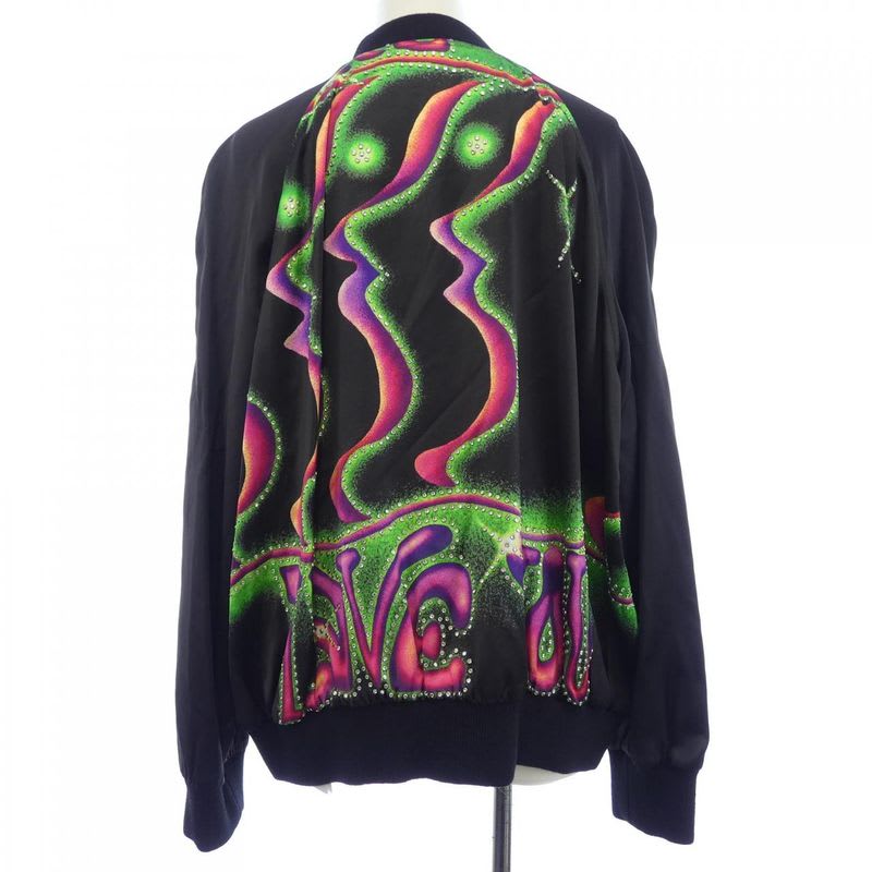 Celine Satin Artist Print Teddy Blouson Jacket 2 V30 H354 Q