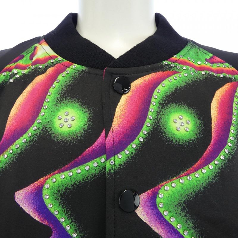 Celine Satin Artist Print Teddy Blouson Jacket 2 V30 H354 Q