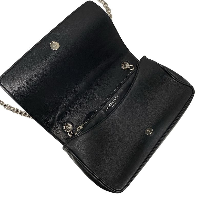 Balenciaga Wallet Everyday 502027 Black X White X Silver Chain Wallet Leather