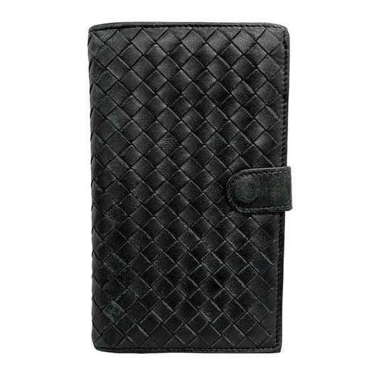 Bottega Veneta Long Wallet Intrecciato Black Leather