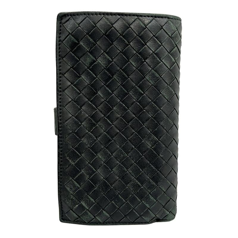 Bottega Veneta Long Wallet Intrecciato Black Leather