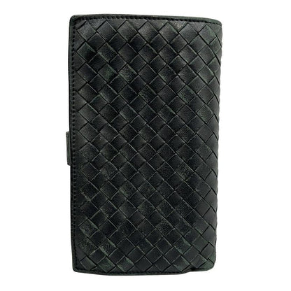 Bottega Veneta Long Wallet Intrecciato Black Leather