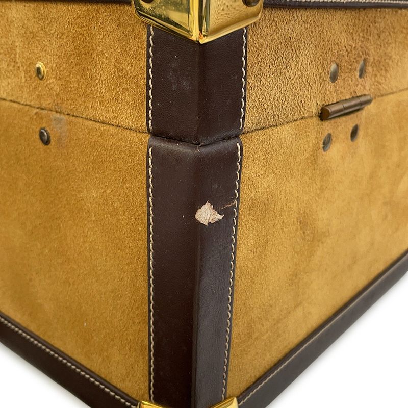 Loewe Trunk Case Anagram Suede Leather Beige Brown