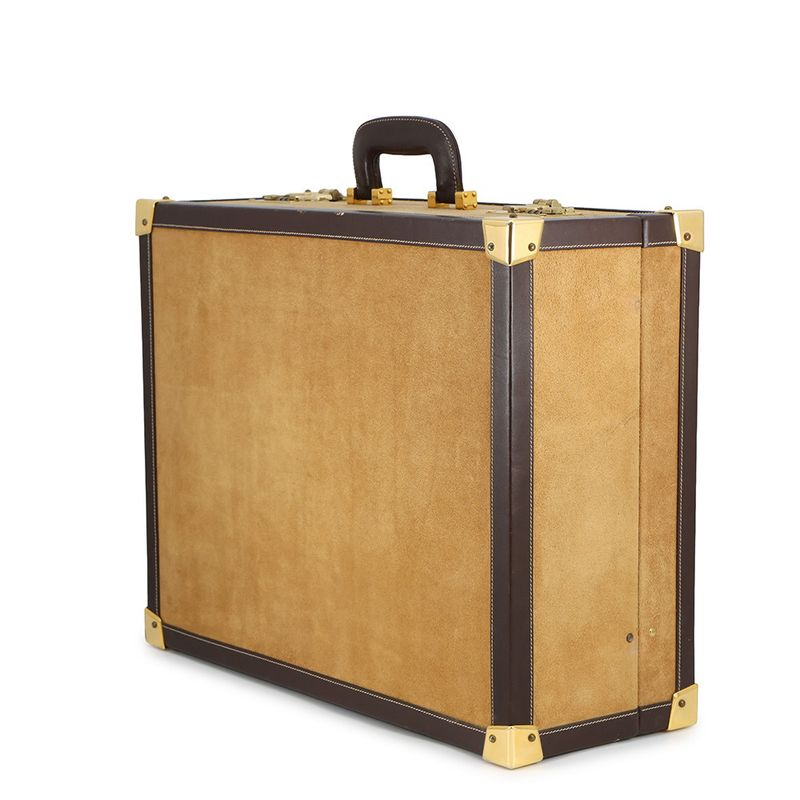 Loewe Trunk Case Anagram Suede Leather Beige Brown