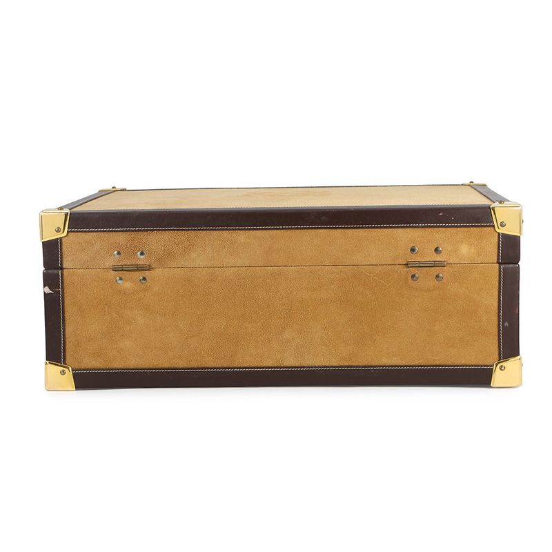 Loewe Trunk Case Anagram Suede Leather Beige Brown