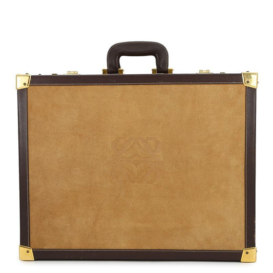 Loewe Trunk Case Anagram Suede Leather Beige Brown