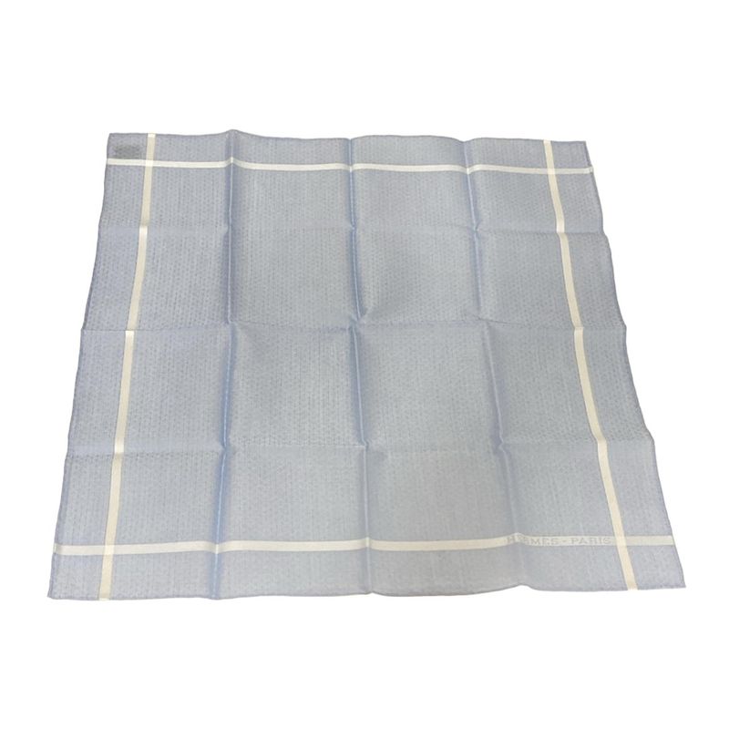 Hermes Handkerchief - Light Blue X White H Pattern