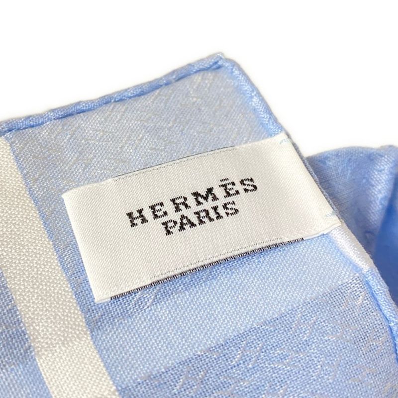 Hermes Handkerchief - Light Blue X White H Pattern