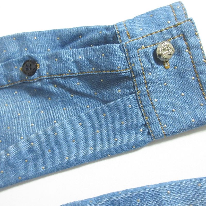 Versace Jeans Pin Dot Chien Bra Shirt Size 38 Blue Ladies Used