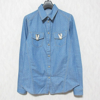 Versace Jeans Pin Dot Chien Bra Shirt Size 38 Blue Ladies Used