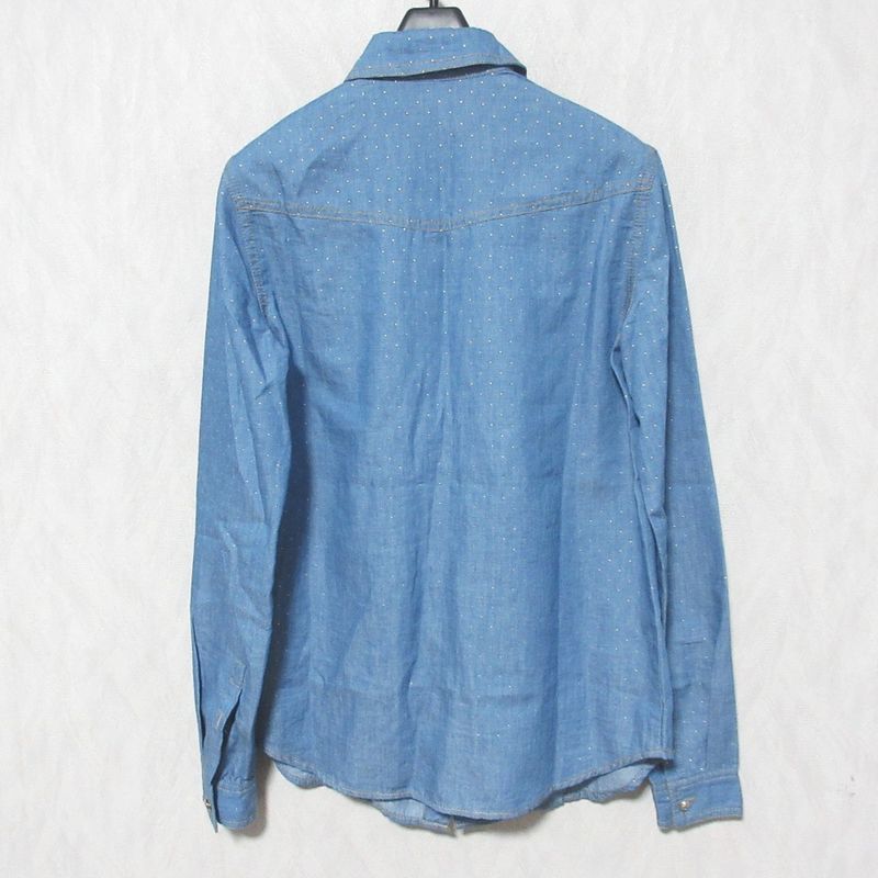 Versace Jeans Pin Dot Chien Bra Shirt Size 38 Blue Ladies Used