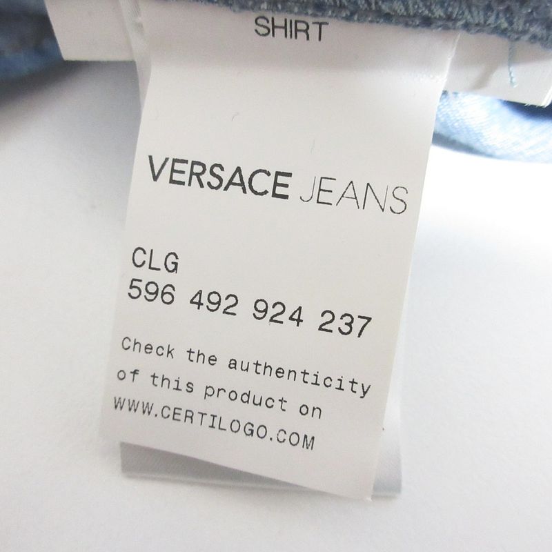 Versace Jeans Pin Dot Chien Bra Shirt Size 38 Blue Ladies Used
