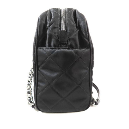 Prada Triangle Logo Nylon Quilted Silver Chain Tote Shoulder Bag Triangle Plate