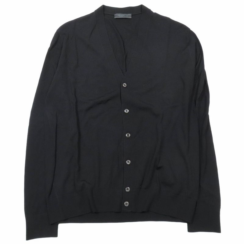 Prada 100% Wool Knit Cardigan Sweater Long Sleeve V Neck High Gauge Light Hand
