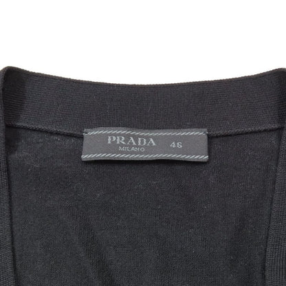 Prada 100% Wool Knit Cardigan Sweater Long Sleeve V Neck High Gauge Light Hand