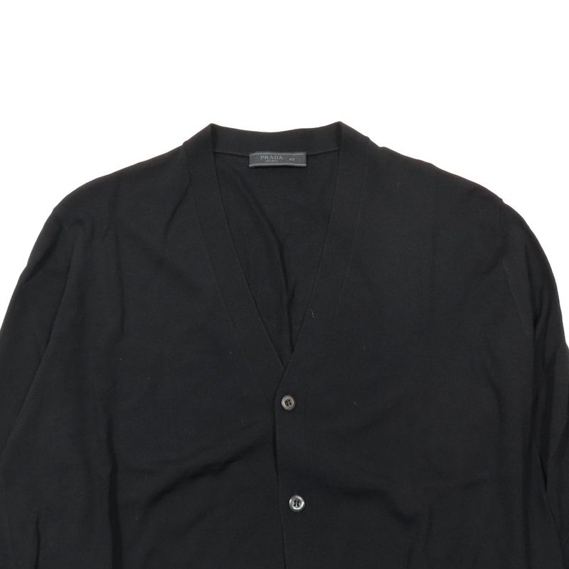 Prada 100% Wool Knit Cardigan Sweater Long Sleeve V Neck High Gauge Light Hand